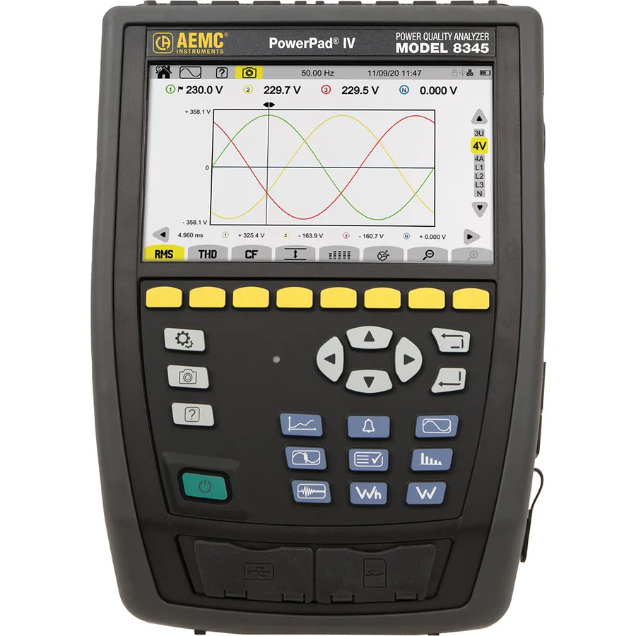 AEMC 8345 met 4 MA194-24-BK Stroomkwaliteitsanalisator