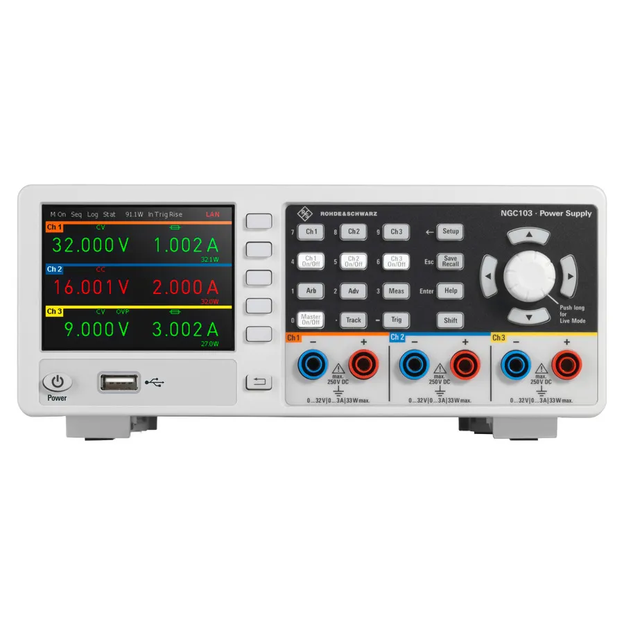 Rohde & Schwarz NGC103 drievoudig uitgangs-gelijkstroomvoeding