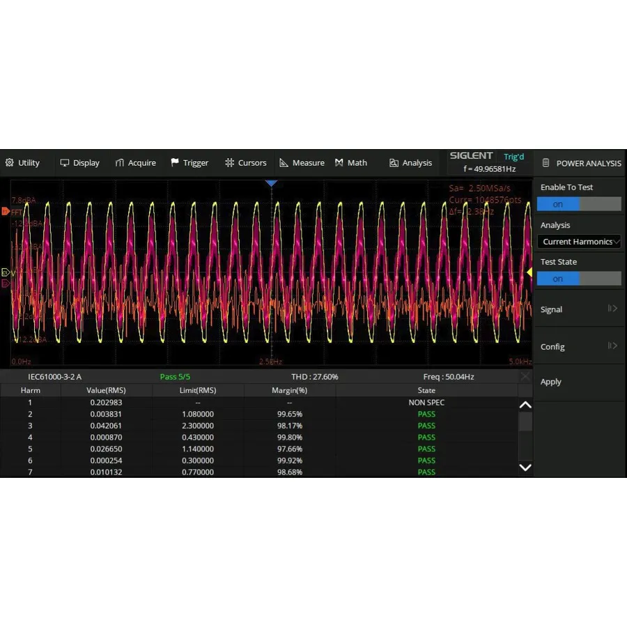 Siglent SDS3000HD-PA Vermogensanalysesoftware