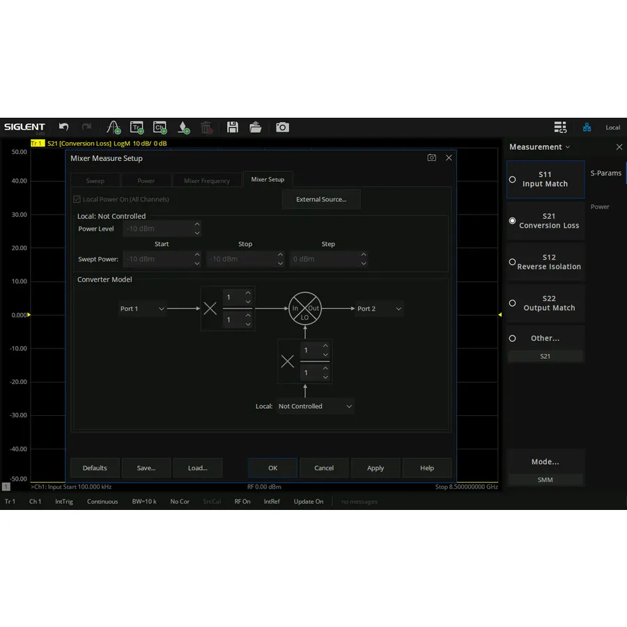Siglent SNA6000-SMM Scalaire Mixer-metingsoftware