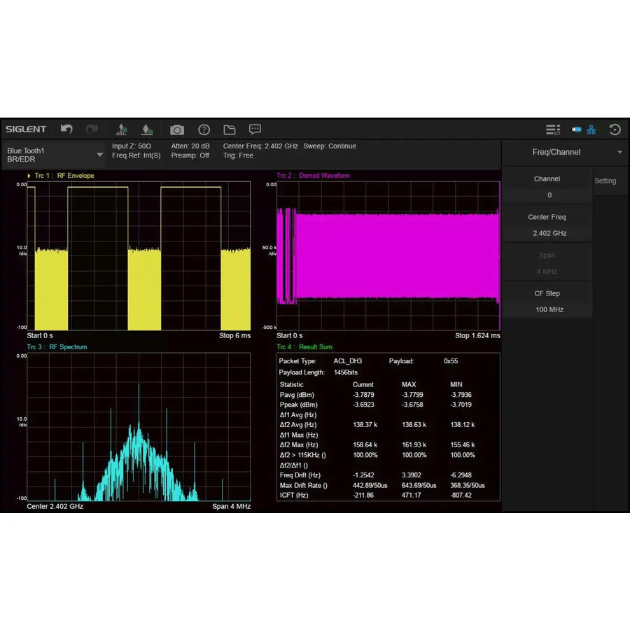Siglent SSA5000-BT Bluetooth-signaalmeetsoftware