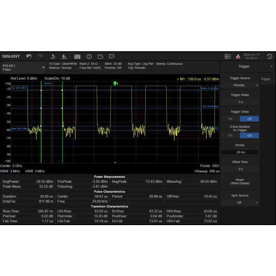 Siglent SSA5000-PU Pulsignaalmeetsoftware